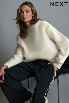 Ecru White Heavyweight Soft Touch Crew Neck Sweatshirt (B05778) | €28