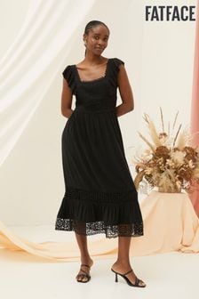 FatFace Black Hibiscus Lace Midi Dress (B05788) | AED494
