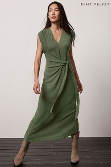 Mint Velvet Green Textured Midi Dress (B06010) | $218
