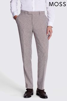 MOSS Tailored Fit Natural Houndstooth Trousers