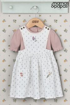 Mamas & Papas x Laura Ashley Pink Floral Pinafore Dress And T-Shirt Set 2 Piece (B06168) | €50
