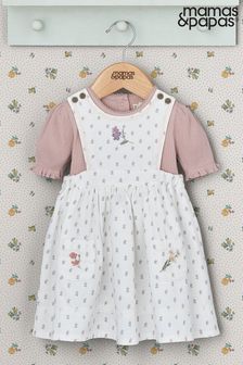 Mamas & Papas x Laura Ashley Pink Floral Pinafore Dress And T-Shirt Set 2 Piece