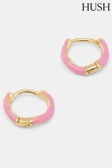 Hush Pink Fern Twist Enamel Huggie Earrings (B06306) | 43 €