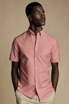 Charles Tyrwhitt Pink Plain Sf Shortsleeve Buttondown Stretch Washed Oxford Shirt (B06317) | €77