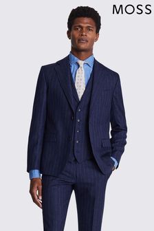 MOSS Blue Italian Tailored Fit Navy Stripe Jacket (B06448) | 1,579 QAR