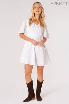 Apricot White Broderie Kimono Wrap Dress (B06501) | $73