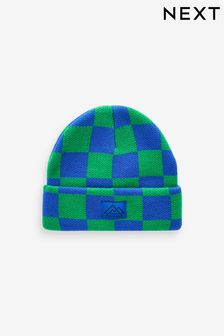 Blue/Green Check Knitted Beanie Hat (1-16yrs) (B06516) | $7 - $13