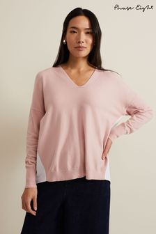 Phase Eight Pink Kienna Woven Back Knit Jumper (B06621) | OMR39
