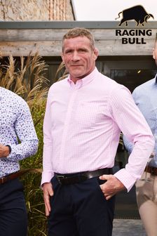Raging Bull Pink Long Sleeve Classic Gingham Shirt (B06633) | 317 QAR - 366 QAR