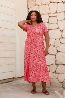 Live Unlimited Curve Red Ditsy Print Jersey Wrap Dress