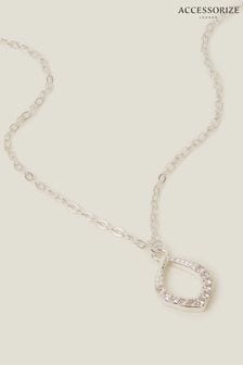 Accessorize Sterling Silver Plated Sparkle Teardrop Necklace (B06739) | ₪ 91