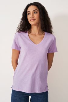 Violett - Crew Clothing Perfect Strukturiertes T-Shirt mit V-Ausschnitt (B06913) | 34 €
