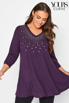 Yours Curve Purple Stud Swing Top (B06936) | AED144