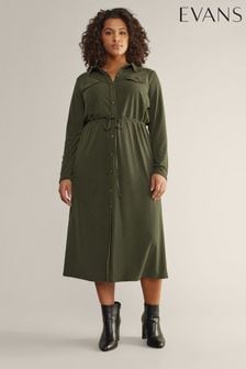 Zielony - Prążkowana sukienka Evans w stylu utility (B07037) | 265 zł