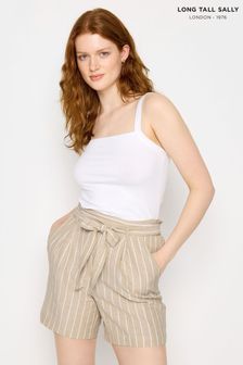 Long Tall Sally Natural Cotton Linen Belted Shorts (B07163) | 172 SAR