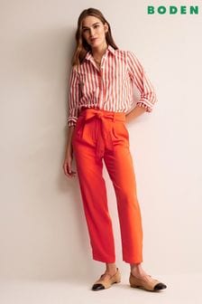 Boden Red Petite Tapered Tie Waist Trousers (B07239) | €132
