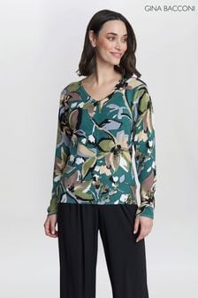 Gina Bacconi Green Leonora Floral Diamante Jumper (B07304) | $84