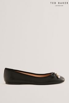 Ted Baker Black Flat Ayvvah Bow Ballerina Shoes With Signature Coin (B07476) | ₪ 427