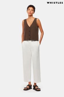 Whistles Bethany Barrel Leg White Trousers (B07663) | AED549