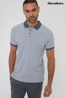 Threadbare Cotton Polo Shirt With Herringbone Detail Collar