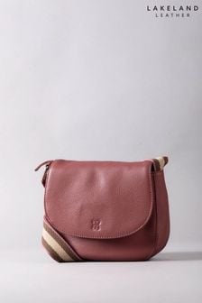 Lakeland Leather Pink Alston Leather Saddle Bag with Canvas Strap (B10249) | $95