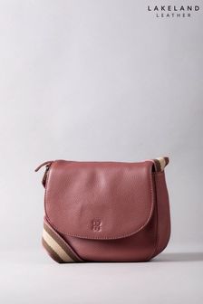 Lakeland Leather Pink Alston Leather Saddle Bag with Canvas Strap