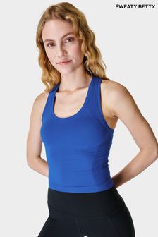Sweaty Betty Lightning Blue Athlete Crop Seamless Workout Vest (B10297) | SGD 68