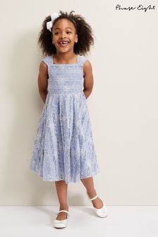 Phase Eight Blue Amelia Embroidered Dress (B10467) | ₪ 397
