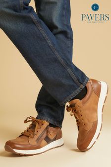 Коричневые кожаные кроссовки на шнуровке Pavers Accent (B10910) | €53