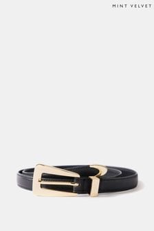 Mint Velvet Black Leather Thin Buckle Belt (B11013) | HK$504