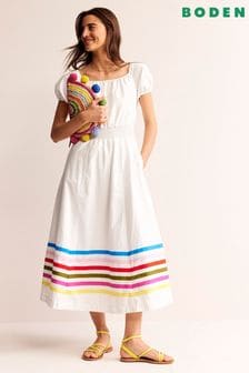 Белый - Короткое льняное платье Boden Carla (B11113) | €171