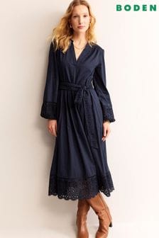 Boden Blue Petite Jen Broderie Cotton Midi Dress (B11151) | NT$7,220