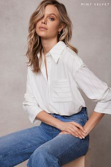 Mint Velvet White Oversized Pinstripe Shirt (B11193) | €122