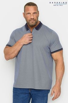 BadRhino Big & Tall Blue Textured Zip Neck Polo Shirt (B11212) | €41