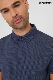 Threadbare Navy Geometric Print Cotton Jersey Polo Shirt (B11313) | €29