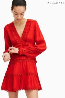 AllSaints Red Zora Dress (B11315) | AED993