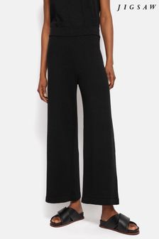 שחור - Jigsaw Linen Cotton Knitted Trousers (B11369) | ‏654 ‏₪