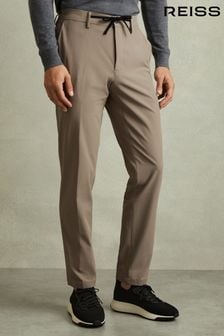 Reiss Taupe Brown Split Technical Drawstring Trousers (B11374) | 196 €