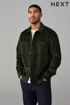 Green Corduroy Twin Pocket 100% Cotton Shacket Overshirt (B11432) | 232 SAR