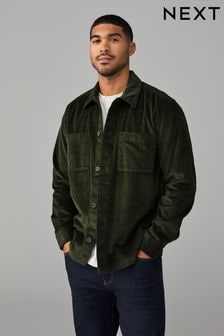 Green Corduroy Twin Pocket 100% Cotton Shacket Overshirt (B11432) | $70