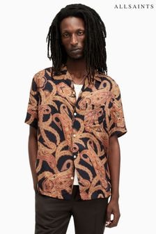 AllSaints Black Morganza Short Sleeve Shirt (B11509) | $204