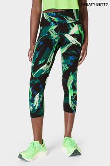 Sweaty Betty Green Areca Palm Print Power Cropped Workout Leggings (B11510) | kr1,038