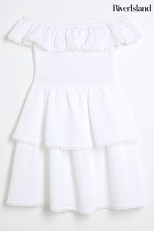 River Island White Girls Bardot Rara Dress (B11588) | 148 SAR