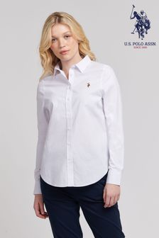 ホワイト - U.s. Polo Assn. Womens Classic Fit Oxford Shirt (B11632) | ￥8,810