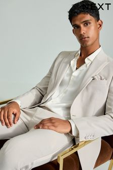 Neutral Skinny Fit Trimmed Satin Edge Tuxedo Suit Jacket (B11697) | $122