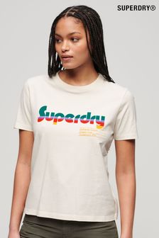 SUPERDRY Cream SUPERDRY Retro Flock Relaxed T-Shirt (B11709) | €41
