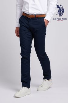 Синий - U.s. Polo Assn. Мужские брюки чинос из ткани с добавлением льна Blend (B11763) | €93