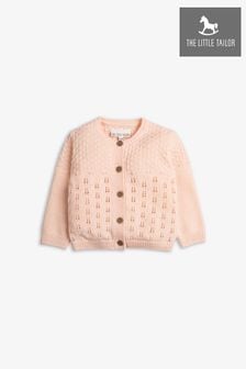 The Little Tailor Pink Cotton Pointelle Knitted Cardigan