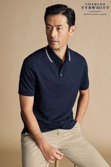 Charles Tyrwhitt Short Sleeve Cotton Stretch Pique Polo T-Shirt with Tipping
