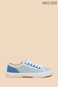 White Stuff Blue Pippa Canvas Lace-Up Trainers (B12107) | 223 SAR
